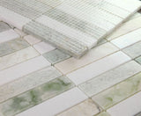 Groove Green Polished Linear Marble Mosaic Tile-Marble Mosaic-American Tile Depot