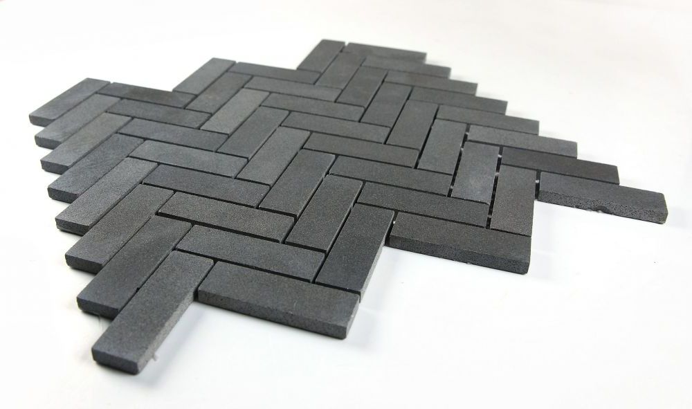 Herringbone Basalt Marble Mosaic Tile-Marble Mosaic-American Tile Depot