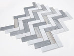 Herringbone Blue Polished Marble Mosaic Tile-Marble Mosaic-American Tile Depot