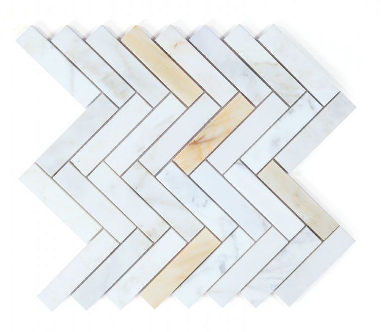 Herringbone Calacatta Gold Honed Marble Mosaic Tile-Marble Mosaic-American Tile Depot