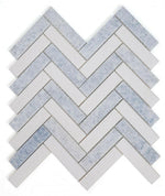 Herringbone Crystal Ocean Polished Marble Mosaic Tile-Marble Mosaic-American Tile Depot