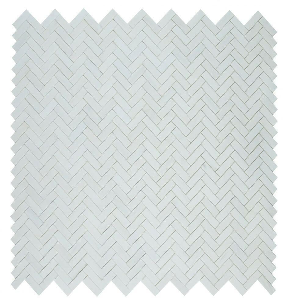 Herringbone Dolomite Polished Marble Mosaic Tile-Marble Mosaic-American Tile Depot