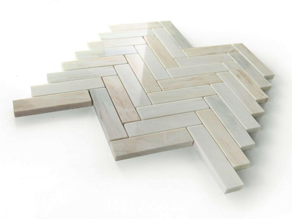 Herringbone Eurasian Polished Marble Mosaic Tile-Marble Mosaic-American Tile Depot