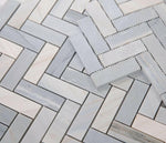 Herringbone Italian Blue Honed Marble Mosaic Tile-Marble Mosaic-American Tile Depot