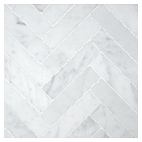 Carrara White Marble Polished 1.25 x 6 Herringbone Mosaic Tile