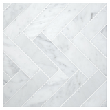 Carrara White Marble Honed 1.25 x 6 Herringbone Mosaic Tile