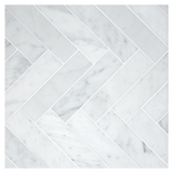 Carrara White Marble Honed 1.25 x 6 Herringbone Mosaic Tile