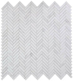 Herringbone White Polished Marble Mosaic Tile-Marble Mosaic-American Tile Depot