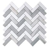 Herringbone Blue Polished Marble Mosaic Tile