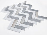 Herringbone Blue Polished Marble Mosaic Tile