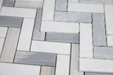 Herringbone Blue Polished Marble Mosaic Tile