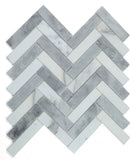 Herringbone City Grey Polished Marble Mosaic Tile