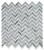 Herringbone City Grey Polished Marble Mosaic Tile