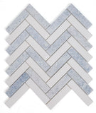 Herringbone Crystal Ocean Polished Marble Mosaic Tile