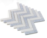 Herringbone Crystal Ocean Polished Marble Mosaic Tile-Marble Mosaic-American Tile Depot