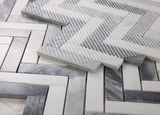 Herringbone Dusk Polished Marble Mosaic Tile