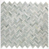 Sample of Herringbone Green Polished Marble Mosaic Tile-Sample-American Tile Depot