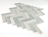 Sample of Herringbone Green Polished Marble Mosaic Tile-Sample-American Tile Depot