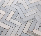 Sample of Herringbone Italian Blue Honed Marble Mosaic Tile-Sample-American Tile Depot