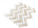 Herringbone Marfil Polished Marble Mosaic Tile