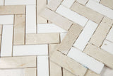 Herringbone Marfil Polished Marble Mosaic Tile