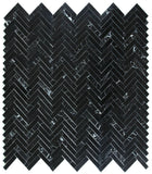 Herringbone Marquina Polished Marble Mosaic Tile