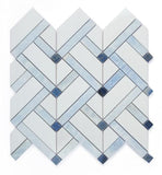 Herringbone Royal Sapphire Marble Mosaic Tile