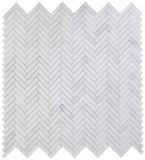 Herringbone White Polished Marble Mosaic Tile