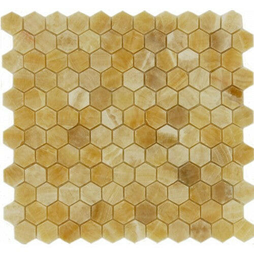 Honey Onyx Polished 1'' Hexagon Mosaic Tile-Onyx Mosaic-American Tile Depot