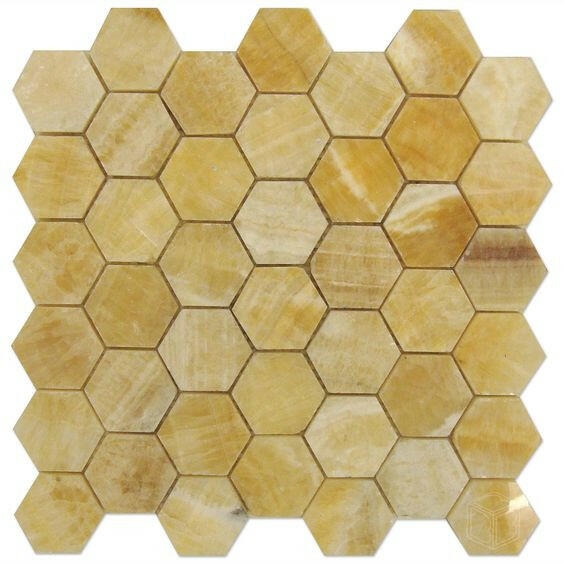 Honey Onyx Polished 2'' Hexagon Mosaic Tile-Onyx Mosaic-American Tile Depot