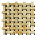 Honey Onyx Polished Basketweave Mosaic Tile w / Black Dots-Onyx Mosaic-American Tile Depot