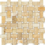 Honey Onyx Polished Basketweave Mosaic Tile w / White Dots-Onyx Mosaic-American Tile Depot