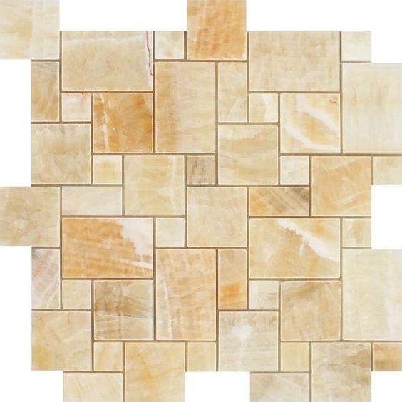 Honey Onyx Polished Mini Versailles Mosaic Tile-Onyx Mosaic-American Tile Depot