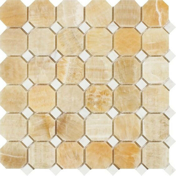 Honey Onyx Polished Octagon Mosaic Tile w / White Dots-Onyx Mosaic-American Tile Depot