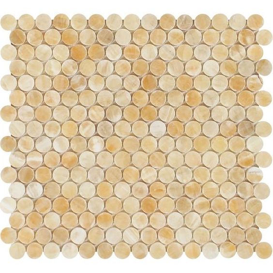 Honey Onyx Polished Penny Round Mosaic Tile-Marble Mosaic-American Tile Depot