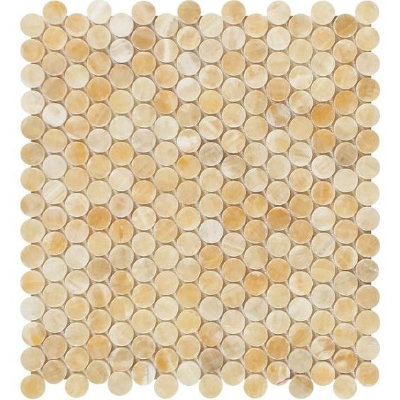 Honey Onyx Polished Penny Round Mosaic Tile-Marble Mosaic-American Tile Depot