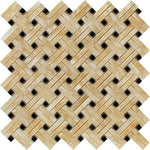 Honey Onyx Polished Stanza Basketweave Mosaic Tile w / Black Dots-Onyx Mosaic-American Tile Depot