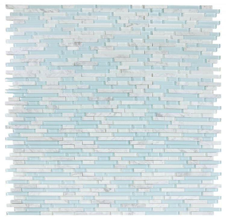 Horizon Sunrise Carrara Turquoise Linear Mosaic Wall Tile-Mixed Mosaic-American Tile Depot