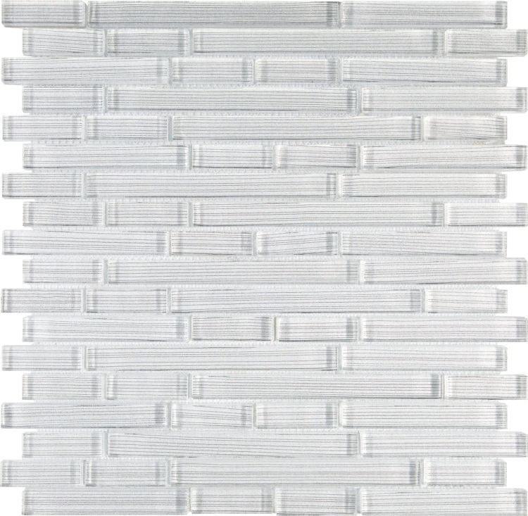 Horizon Sunrise Silver White Linear Glass Mosaic Wall Tile-Glass Mosaic-American Tile Depot