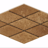 3 X 6 Noce Travertine Diamond / Rhomboid Honed & Beveled Mosaic Tile