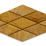 3 X 6 Gold / Yellow Travertine Diamond / Rhomboid Honed & Beveled Mosaic Tile