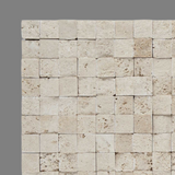 1 X 1 Ivory Travertine Split-Faced Mosaic Tile