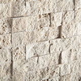 1 X 1 Ivory Travertine Split-Faced Mosaic Tile