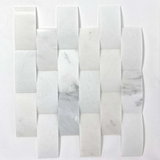 2 X 4 Oriental White / Asian Statuary Marble Round-Faced (CNC-Arched / Wavy) Honed Brick Mosaic Tile