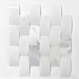 2 X 4 Oriental White / Asian Statuary Marble Round-Faced (CNC-Arched / Wavy) Polished Brick Mosaic Tile