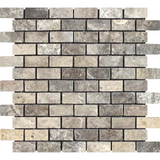 1 X 2 Silver Travertine Tumbled Mosaic Tile