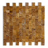 1 X 2 Gold / Yellow Travertine Split-Faced Brick Mosaic Tile