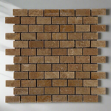 1 X 2 Noce Travertine Tumbled Brick Mosaic Tile