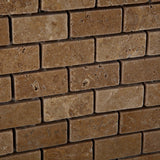 1 X 2 Noce Travertine Tumbled Brick Mosaic Tile