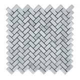 Carrara White Marble Polished Mini Herringbone Mosaic Tile